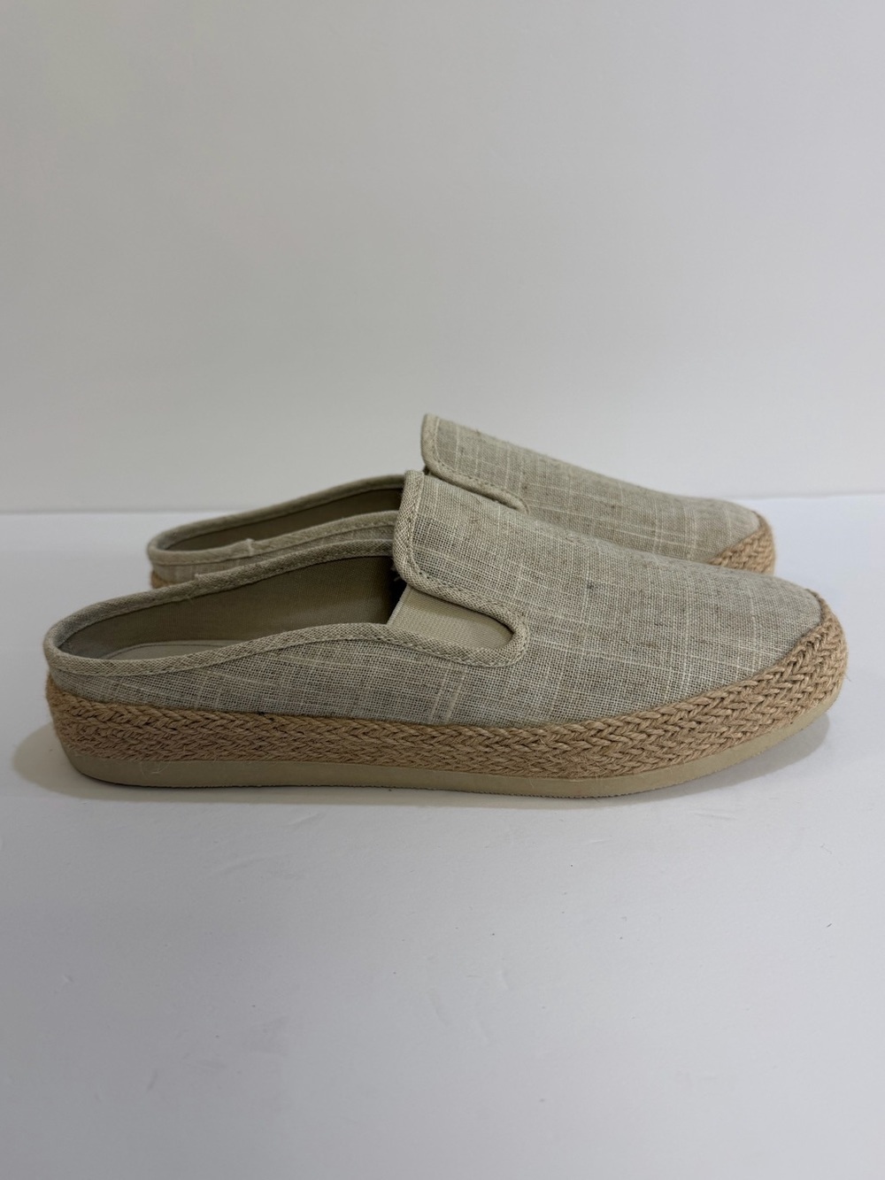 Women’s Esprit Neema Espadrille Slip-On Flats Natural Linen Jute Trim Size 10